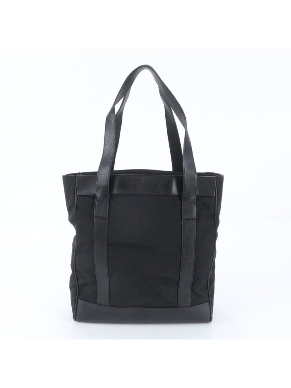 Gucci Leather Nylon Tote Bag Shoulder Business Document Black